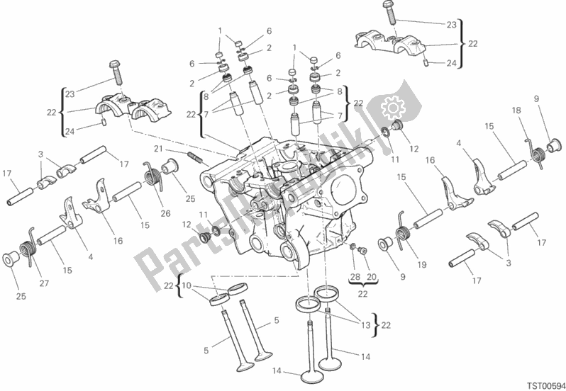 All parts for the Vertical Head of the Ducati Monster 821 USA 2019